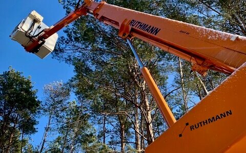 Wynajem podnośników Poznań - podnośnik Ruthmann Steiger tK 170 w lesie